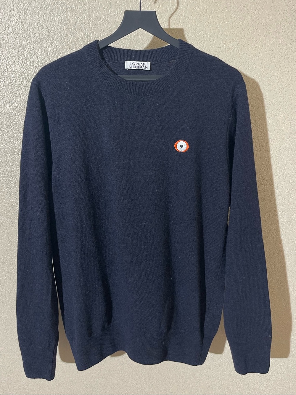 Navy Crewneck Sweater with Eye Motif